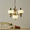 Image de Orion Suspension Delia en laiton ancien à 4 lampes