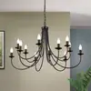 Image de Orion Élégant lustre GARDA rustique, 12 ampoules