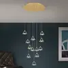 Image de Orion Suspension LED Moon, cristal K9, 12 lampes dorée