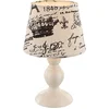 Image de GLOBO LIGHTING Lampe de table métal crème abat-jour en tissu motif noir éclairage luminaire