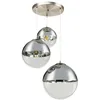 Image de Globo 15851-3 Luminaire suspendu en verre transparent nickel mat chromé pour éclairage de salon