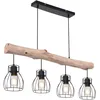 Image de Globo Lampe suspendue rurale Mina noir avec bois 4 lumières - 15326-4N