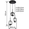 Image de Globo Suspension Blacky, noir/gris fumée, Ø 46 cm, verre, 3 lampes