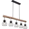 Image de Globo Lampe suspendue Mina noir avec bois 5 lumières - 15326-5N