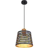Image de Globo Suspension métal noir mat bois naturel métal noir mat or 15451H