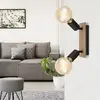 Image de Globo Spot plafond Martha avec panneau bois, à 2 lampes