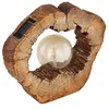 Image de Globo Lighting Lampe solaire LED en bois marron avec globe Hauteur 25,5 cm Plastique