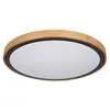 Image de GLOBO Plafonnier CCT pour chambre à coucher, style maison de campagne, aspect bois, marron, métal, opale, 1 LED 24 W, 1000 lm, 3000 K, 4500 K, 6000 K, D x H 43,7 x 11 cm