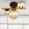 Image de Globo Plafonnier LED Riha, ambre, longueur 28,5 cm, à 3 lampes, verre