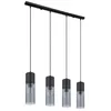 Image de Suspension Luminaire Plafonnier Intérieur   Gris   Noir mat   Métal   Verre fumé   4 ampoules   80 x 156 cm