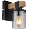 Image de GLOBO LIGHTING Applique murale rétro en bois pour cage d'escalier, couloir, salon, 1 ampoule E27, l x H 10 x 22,5 cm