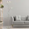 Image de Globo Lampe sur pied LED Ebro, hauteur 194 cm, couleur nickel, à 2 lampes...