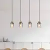 Image de Globo Suspension Reid, à 4 lampes, noire/fumée