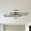 Image de Globo Plafonnier LED Dakari, longueur 80 cm, noir/bois, à 3 lampes