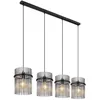 Image de Globo Suspension   Noir mat   Métal   Verre fumé   4 ampoules   110 x 140 cm