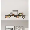 Image de Globo Plafonnier Riha, longueur 87 cm, gris fumé/noir, à 9 lampes.