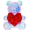 Image de Lampe de table, lampe décorative pour chambre d'enfant, lampe de salon, lampe d'ours, plastique, transparent, rouge, LED, 0,03 W, 8000 K, lumière du jour, hauteur 30 cm