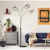 Image de Globo Lampe sur pied LED Della, hauteur 190 cm, noir/gris foncé, à 3 lampes.