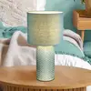 Image de Globo Lampe de table Sofia, vert clair, hauteur 50 cm, tissu/verre