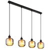 Image de Lampe suspension salle à manger verre fumé noir mat 4 ampoules E27