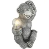 Image de GLOBO Lampe solaire de jardin en forme de singe - Gris - LED blanc chaud - 20 x 15,5 x 27,5 cm