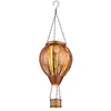 Image de GLOBO Lampe solaire de jardin LED - Lampe solaire montgolfière - Effet feu - Lampe d'extérieur - Lampe suspendue - Lampe de terrasse - Barre décorative - Marron cuivre - Diamètre 14 x 46 cm