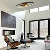 Image de Globo Plafonnier LED Tisha I, noir mat/bois, longueur 85 cm
