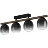 Image de Eglo plafonnier Filago, lampe plafond verre fumé, luminaire salon métal, bois et noir, L 88 cm