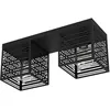Image de Eglo Luminaire plafonnier Piedritas, lampe de plafond rectangulaire au style vintage et industriel, lampe de salon minimaliste en acier noir, douille E27, 52 x 18 cm