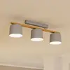 Image de EGLO Plafonnier Mariel à 3 lampes gris clair bois naturel