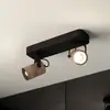 Image de EGLO Spot pour plafond Cayuca, noir/décor bois, à deux lampes