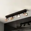 Image de EGLO Spot pour plafond Cayuca, noir/décor bois, à quatre lampes