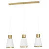 Image de Eglo Suspension luminaire Aglientina, lustre à 3 lampes pour salon et salle à manger, lampe de plafond à suspendre en tissu et métal couleur laiton brossé, douille E27