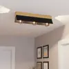 Image de EGLO Plafonnier Tarrafo noir, bois naturel, à 3 lampes