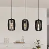 Image de EGLO Suspension Bajazzara, trois abat-jour en cage, noir
