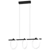 Image de Eglo Suspension luminaire LED Caranacoa, lustre à 3 lampes, plafonnier à suspendre pour salon et salle à manger, métal noir avec anneaux en plastique blanc, blanc chaud