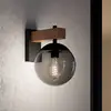 Image de EGLO Applique d'extérieur Bufalata, noir/bois/gris fumé