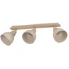 Image de Eglo Rail spot Arrecife, rampe de 3 spots orientables, barre de spots pivotants, plafonnier en métal couleur sable et bois chêne, lampe de plafond avec douille E27