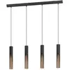 Image de EGLO Suspension LED Barbotto en noir/chêne, à 4 lampes