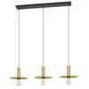 Image de Eglo Suspension luminaire Escandell, lustre à 3 lampes au style New Retro, lampe de plafond suspendue pour salon et salle à manger, métal noir et laiton brossé, douille E27, 95 cm