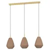 Image de EGLO Caprarola Suspension à 3 ampoules sur table de salle à manger, lampe de salle à manger en verre satiné et métal en laiton, suspension avec douille E27, 90 cm