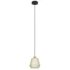 Image de Eglo Suspension Ciudadela 1 flamme, lampe au-dessus table à manger, forme diamant métal laiton et noir, textile blanc, douille E27, Ø 18 cm