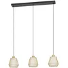 Image de Eglo suspension Ciudadela, 3 flammes, lampe de salle à manger en métal laiton et noir, forme diamant, textile blanc, douille E27, 88 cm
