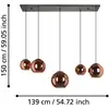 Image de Suspension EGLO Stars of Light Cordoba, à 5 lampes, longue, cuivre