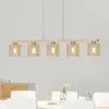 Image de EGLO Suspension Castralvo, longueur 115 cm, bois/ambre, 5 lampes, verre