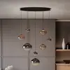 Image de Suspension Stars of Light Pantoja noir/ambre 96 cm, à 8 lampes