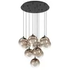 Image de Eglo Ariscani 1 Lampe suspendue à 10 lumières en forme de grappe, lustre en métal noir et verre cuivré, douille E27, Ø 64,5 cm
