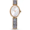 Image de Swarovski Montre Crystal Rock Oval apprêtée d'un bracelet en métal serti d'un pavage de cristaux blancs, en placage de ton or rose
