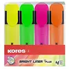 Image de Kores - Bright Liner Plus : Surligneurs Fluorescents de Couleur, Pointe Biseautée et Encre à Base d'Eau, Forme Ergonomique, Fournitures Scolaires et de Bureau, Paquet de 4 Couleurs Assorties