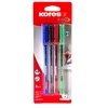 Image de Kores - K1 : Stylo à Bille de Couleur, Stylo à Bille 1 mm à Pointe Moyenne avec Encre Anti-Salissure pour une Écriture Douce, Forme Triangulaire Ergonomique, Paquet de 4 Couleurs Assorties